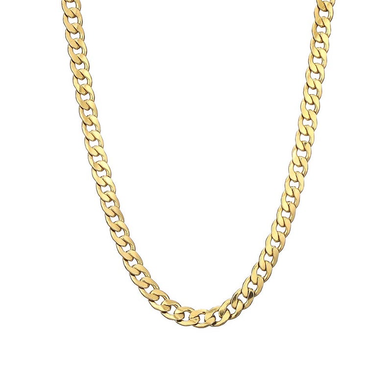 Sanglarst Gold Chain Necklace, 22 Inch Golden Ultra Luxury Looking Feeling Real Solid 14K Gold plated Curb Fake Neck Chain for Party Dancing (Gold 1CM) - Image 1